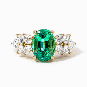 4CT LAB EMERALD CLUSTER MOISSANITE RING