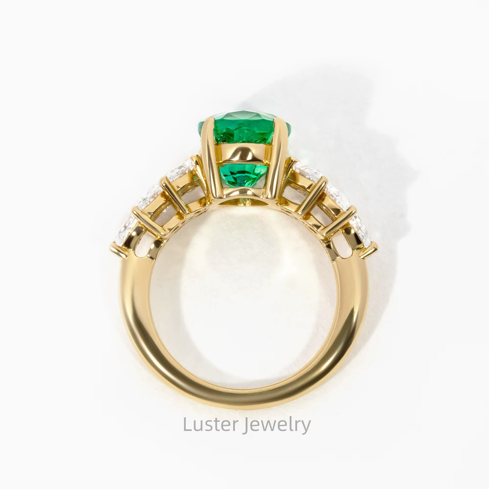 4CT LAB EMERALD CLUSTER MOISSANITE RING