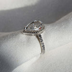 pear halo sterling silver 925 ring