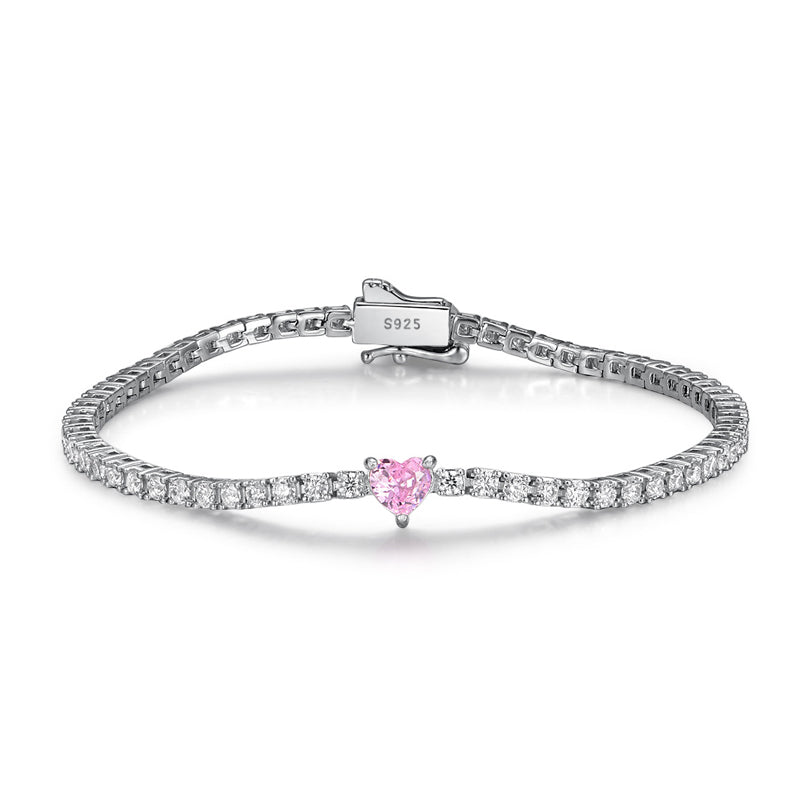 pink heart tennis bracelet / pulsera tenis 