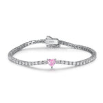 pink heart tennis bracelet / pulsera tenis 