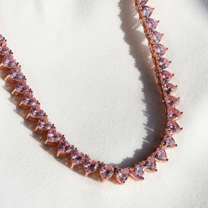 pink hearts necklace
