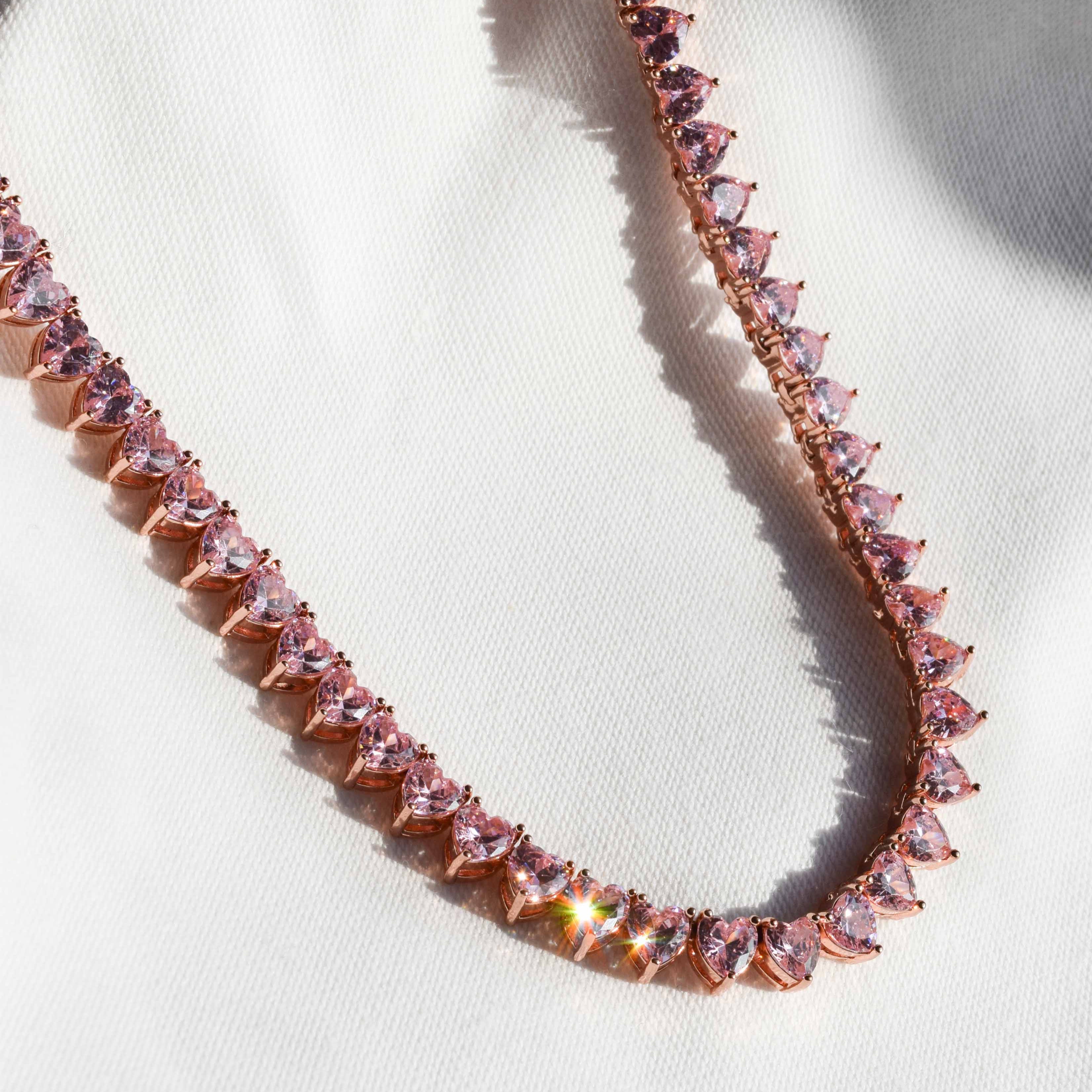 pink hearts necklace