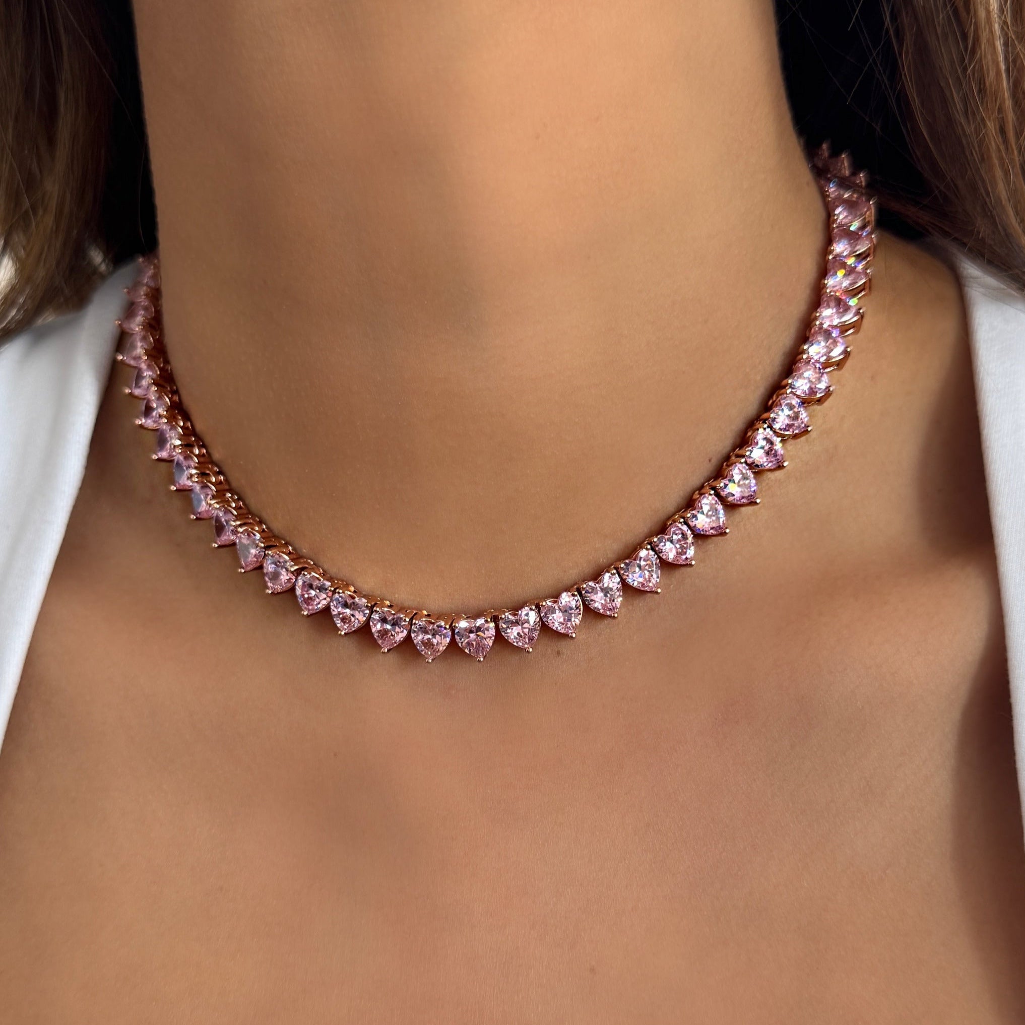 pink hearts necklace