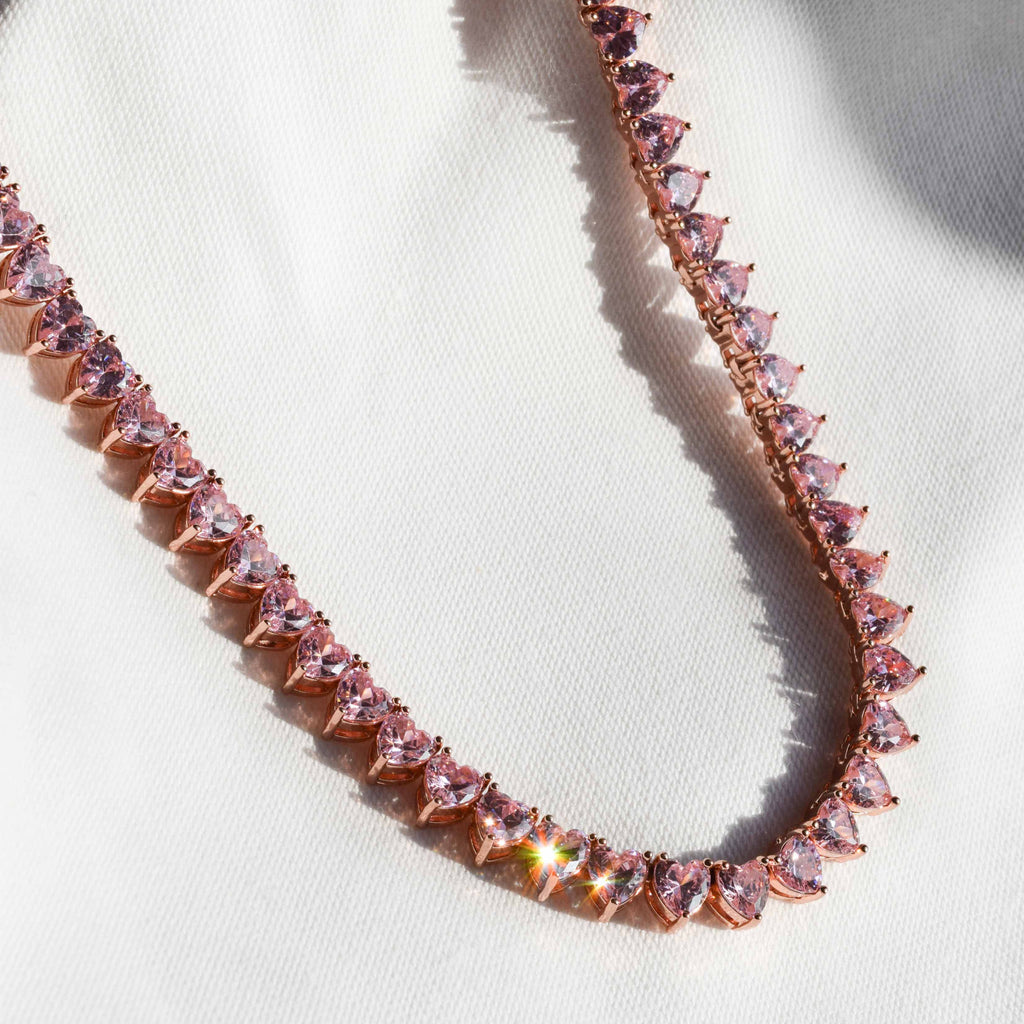 pink hearts necklace