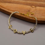 pulsera love baño de oro zirconias
