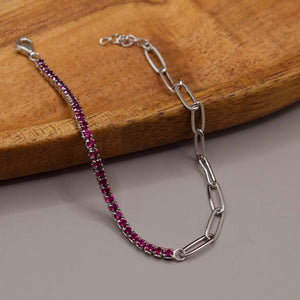 pulsera mitad cadena tennis rojo