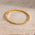 pulsera rigida con zirconias en acero inoxidable