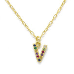 rainbow letter necklace, collar de letra arcoiris