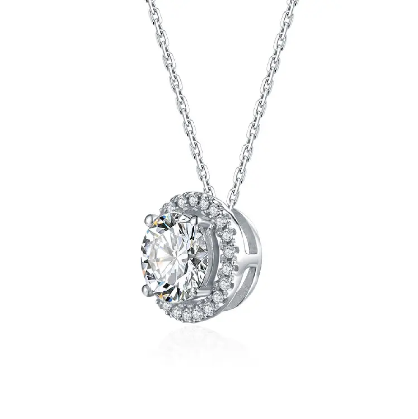 round halo moissanite diamond necklace / diamante moissanita collar / collier diamant moissanite 