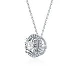 round halo moissanite diamond necklace / diamante moissanita collar / collier diamant moissanite 