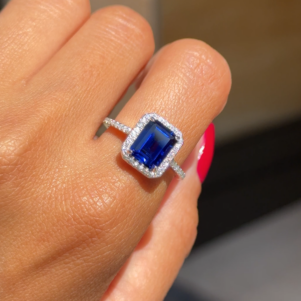 sapphire ring / saphir bague / anillo zafiro moissanite