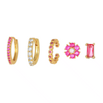 set aretes rosa, set aretes flores, set aretes piercing, acero inoxidable, joyeria de plata, joyeria de eventos, joyeria de bodas, aretes hipoalergénicos, joyeria hipoalergénica,arete de moda, accesorios, joyeria de moda, bisutería, joyería mexicana, joyeria, joyeria trendy