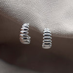silver wavy hoops stainless steel