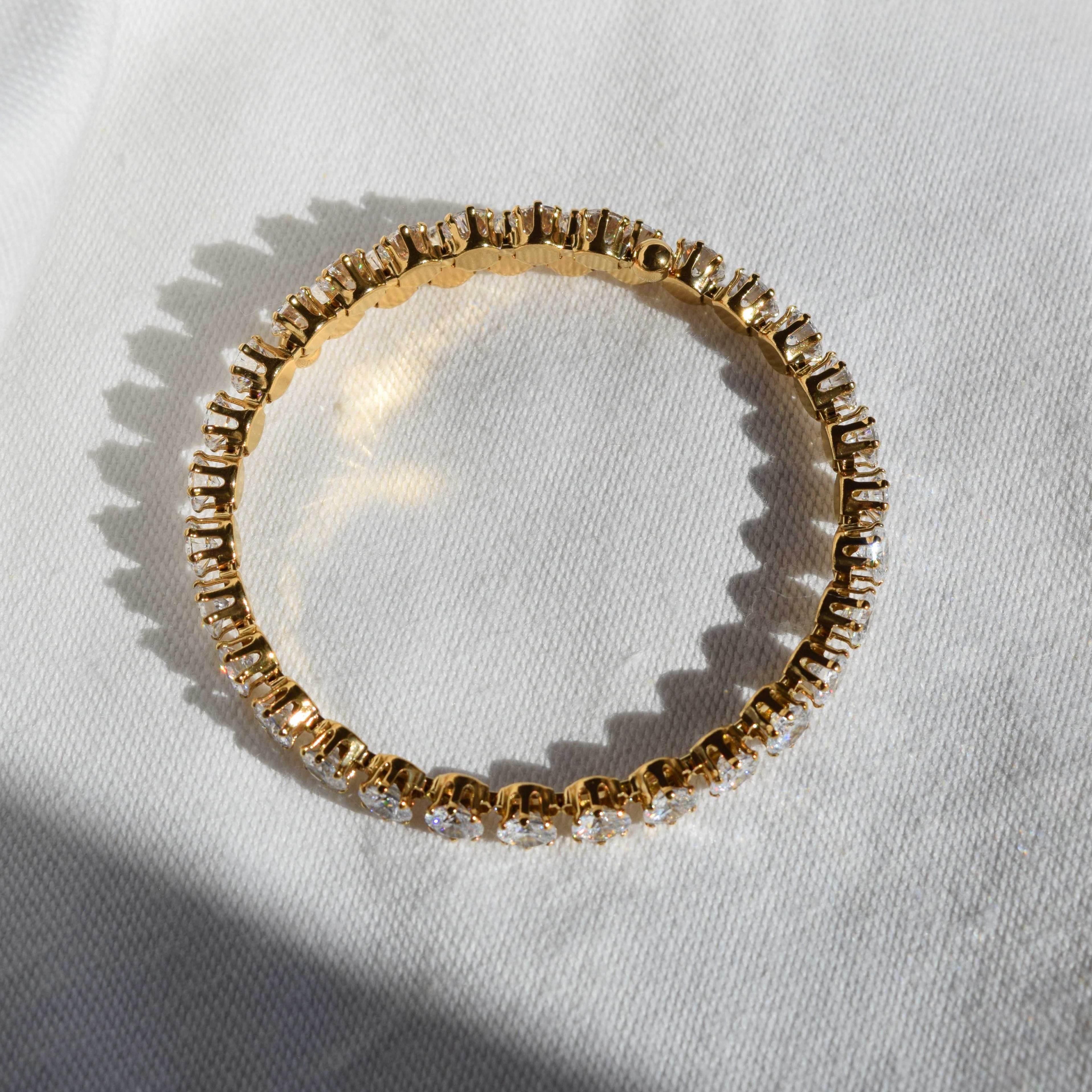 spiral bangle with zircons