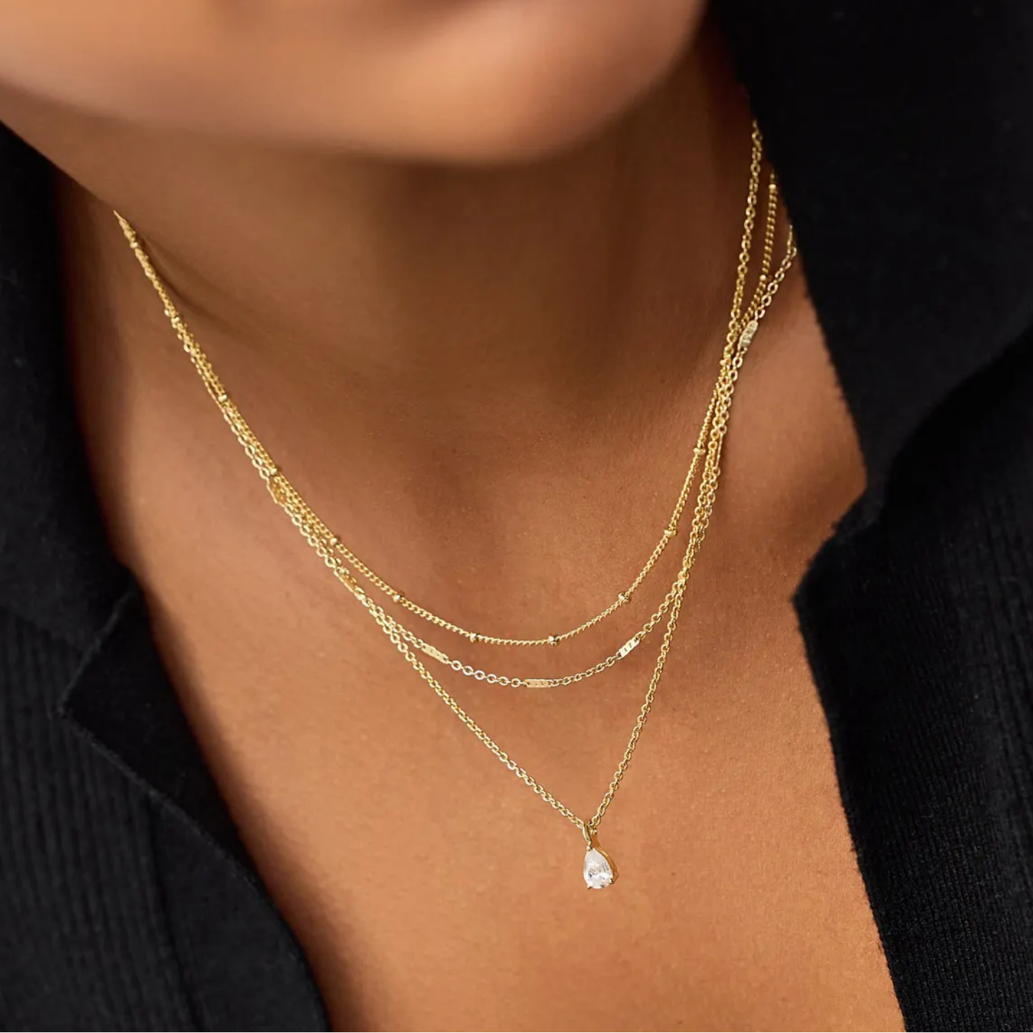 triple necklace stainless steel