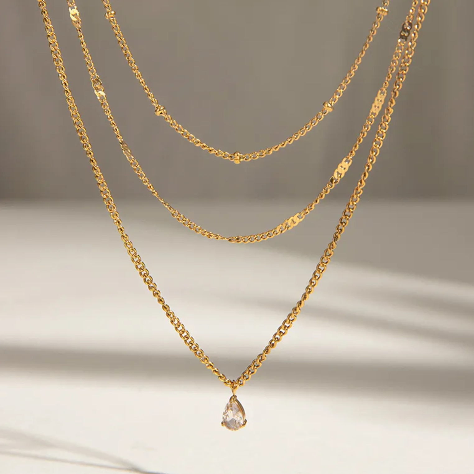 triple necklace stainless steel