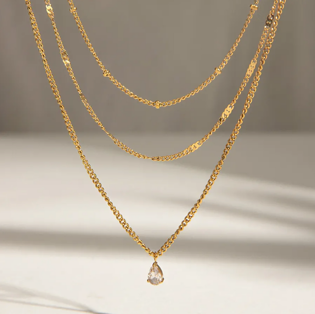 triple necklace stainless steel
