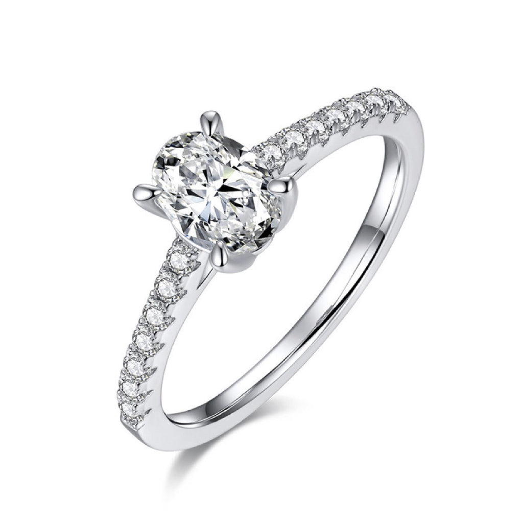 BAGUE MOISSANITE OVALE PAVE 1CT