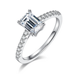 1ct emerald cut moissanite diamond ring / anillo pave de moissanitas diamantes anillo de compromiso / bague moissanite diamant emeraude / engagement ring 
