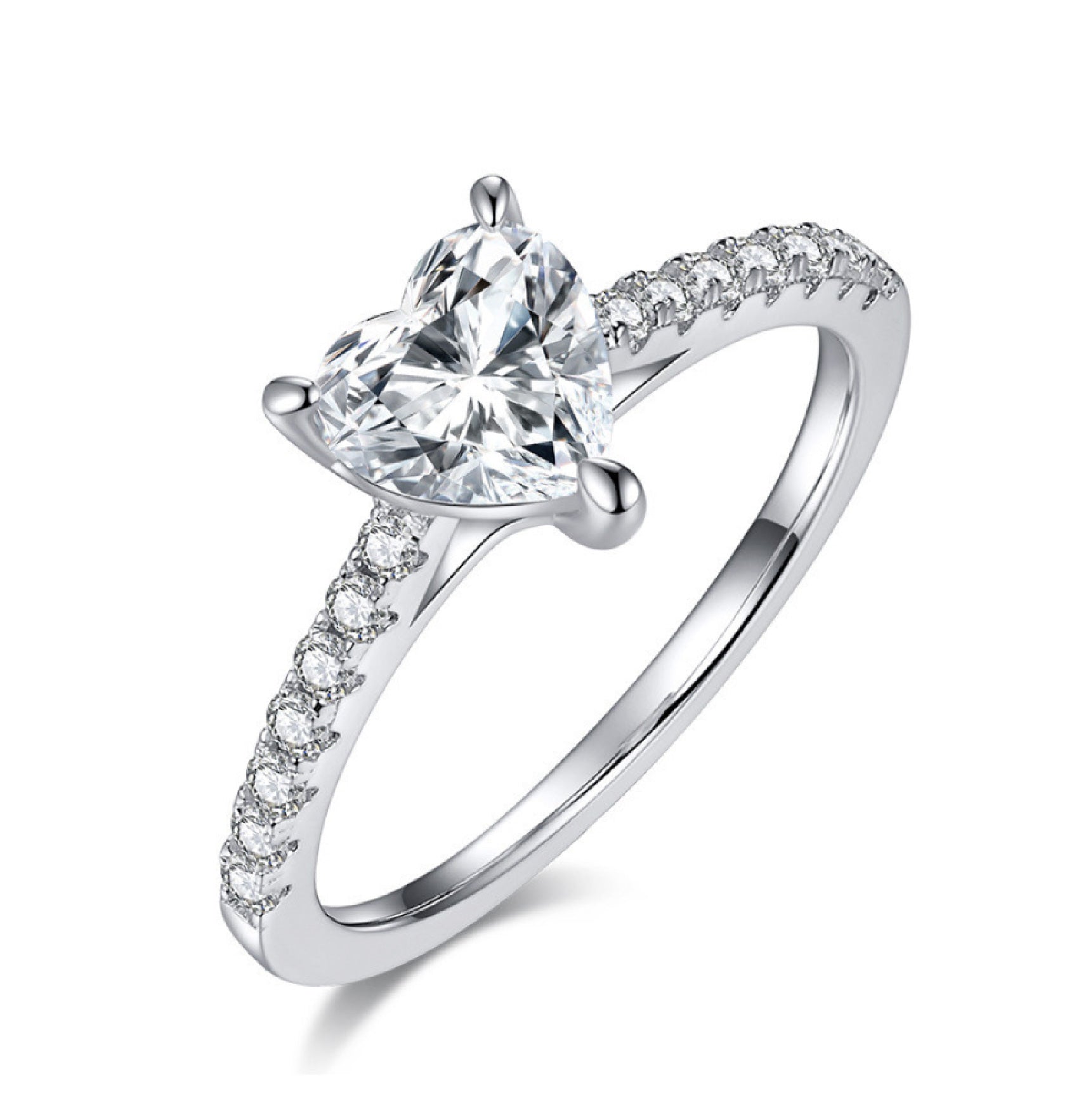 BAGUE MOISSANITE COEUR PAVE 1 CT