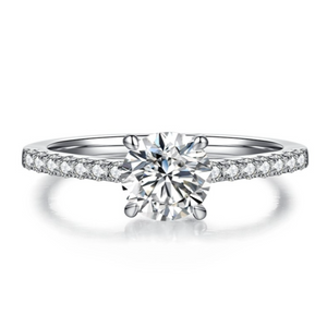 1CT ROUND PAVÉ MOISSANITE RING