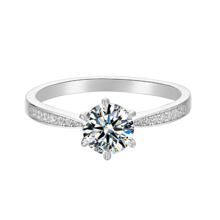 BAGUE MOISSANITE RONDE V PAVÉ 1 CT