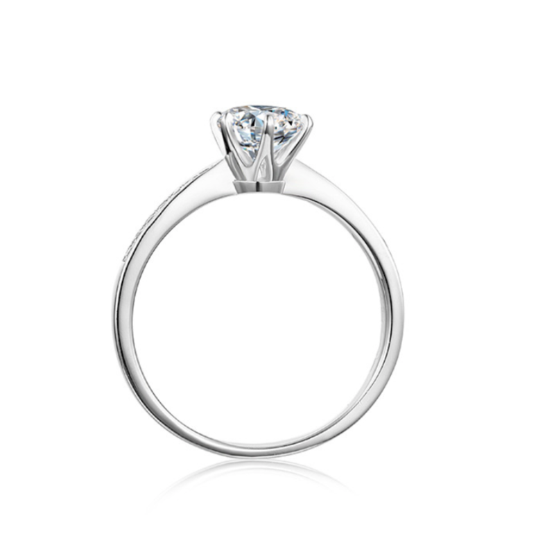 BAGUE MOISSANITE RONDE V PAVÉ 1 CT