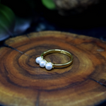anillo de perlas, anillo ajustable con perillas, anillos de baño de oro, joyeria de moda, joyeria mexicana
