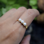 anillo de perlas, anillo ajustable con perillas, anillos de baño de oro, joyeria de moda, joyeria mexicana