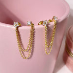 aretes de cadena, aretes conectores de cadena, aretes de piercing, aretes de baño de oro, bisutería, joyeria, joyeria mexicana