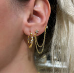 aretes de cadena, aretes conectores de cadena, aretes de piercing, aretes de baño de oro, bisutería, joyeria, joyeria mexicana