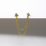 aretes de cadena, aretes conectores de cadena, aretes de piercing, aretes de baño de oro, bisutería, joyeria, joyeria mexicana