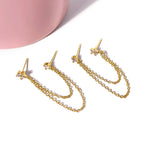 aretes de cadena, aretes conectores de cadena, aretes de piercing, aretes de baño de oro, bisutería, joyeria, joyeria mexicana