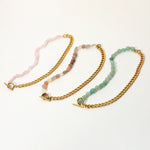 collar de cadena con cuarzo, agata y jade elaborado en acero inoxidable, joyería, joyería mexicana
