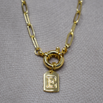 collar de tag de letra baño de oro, collar de dije de letra