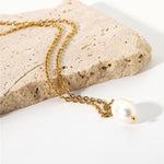 collar perla natural, cadena de acero inoxidable, joyería, joyería mexicana, joyería acero inoxidable