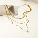 collar triple en acero inoxidable con perla natural, joyería acero inoxidable, joyería mexicana ,collares 