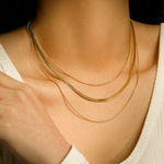 collar triple flat de serpiente en acero inoxidable, collar layered acero inoxidable.  joyería acero inoxidable, joyería mexicana ,collares 