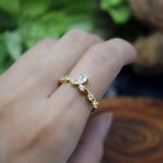 anillo de zirconias, anillo ajustable con zirconias, anillos de baño de oro, joyeria de moda, joyeria mexicana