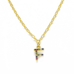 rainbow letter necklace, collar de letra arcoiris