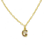 rainbow letter necklace, collar de letra arcoiris