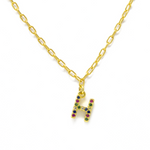 rainbow letter necklace, collar de letra arcoiris