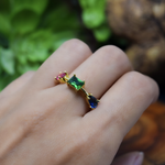 anillo de zirconias, anillo ajustable con zirconias, anillos de baño de oro, joyeria de moda, joyeria mexicana