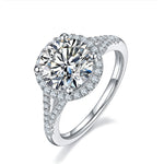 round halo diamond moissanite engagement ring / anillo de compromiso anillo de diamantes moissanita bague fiancelle halo diamant
