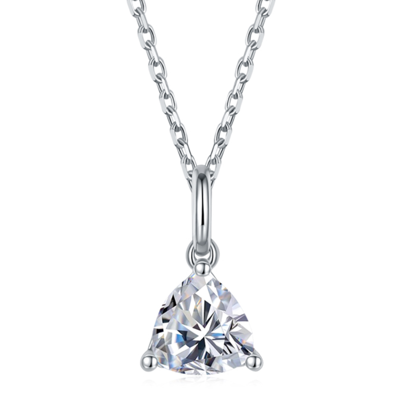 trillion cut diamond necklace / collar moissanita / collier diamant moissanite
